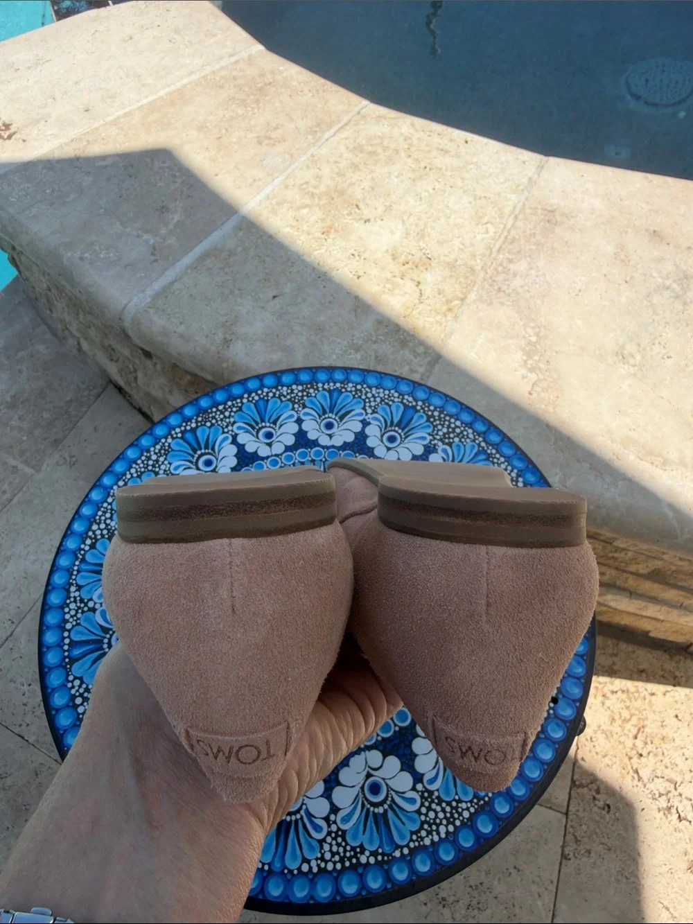 Toms Women's Suede Pointed Flats in Blush Tan
